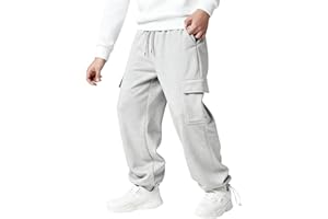Boys Sweatpants Baggy Fleece Cargo Pants Wide Straight Leg Sweat Pants Casual Athletic Workout Joggers with Pockets