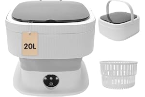 Mini Portable Washing Machine, 20L Foldable Portable Mini Washer Machine with Spin Dry, Collapsible Travel Washing Machine for Dorms, Apartment, RV and Camping. (Grey)