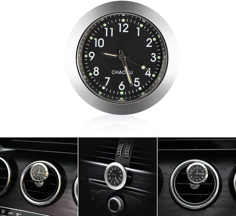 Clocks Automotive Ourleeme Car Dashboard Clock Mini Round Analog Quartz