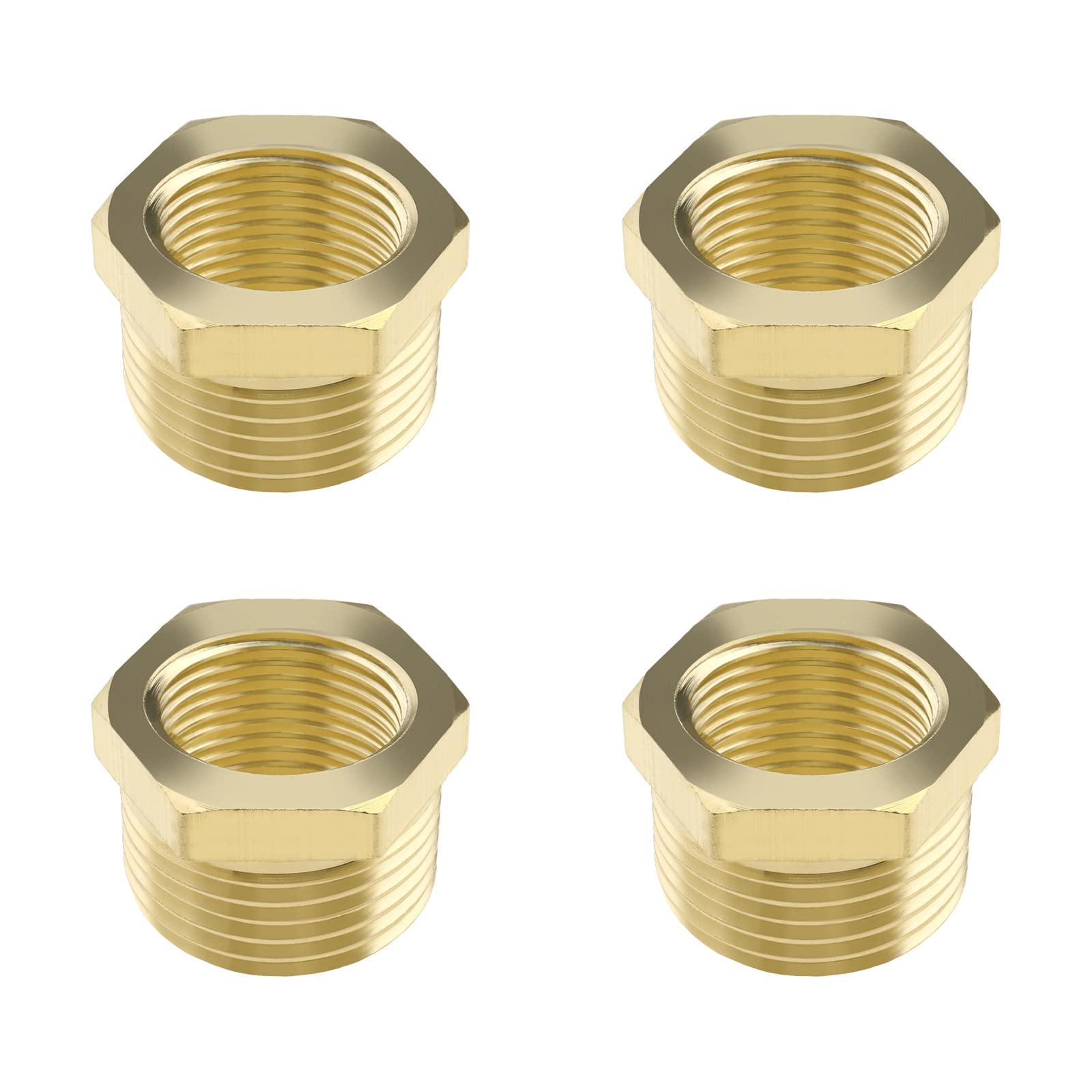 The Lord of the Tools 4PCS Bush Reducing Connector 3/8 Inch Male to 1/4 Inch Female Thread Pipe Fitting Adapter Hex Brass Converter for Garden Water Pipe