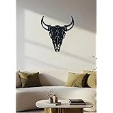QZGXDECO Metal Cow Skull Western Wall Decor,Black Metal Wall Art Bathroom Decorations Southwestern Decor Desert Wall Sculptur