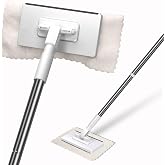 Masthome Snap Grip Mini Mop with Built-in Squeegee,30" Hands Free Clamp Mop | Zero Touch Flat Mop for Bathroom &amp; Small Spaces, 360&deg; Swivel Head, Wet &amp; Dry Window Wall Cleaning