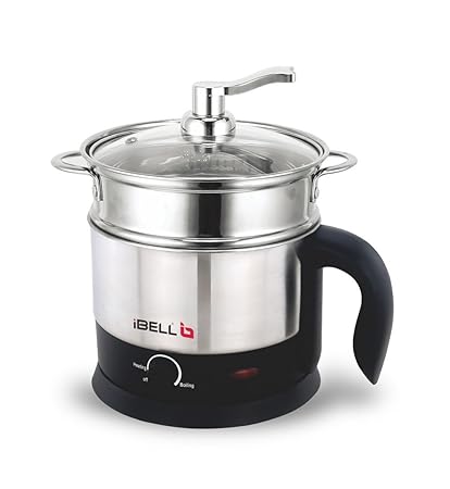 iBELL IBL MPK120L 1.2L 600W 304 Grade Stainless Steel Body Multi Purpose Kettle/Multi Purpose Cooker