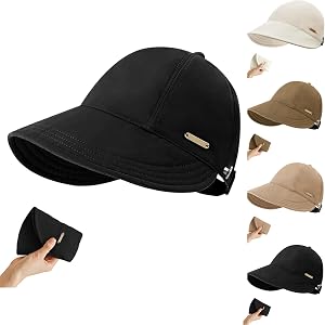 Wide Brim Sun Visors for Women Sun Hats for Women | UPF 50+ Open Top UV Protection Adjustable Cap for Ponytails Golf Beach