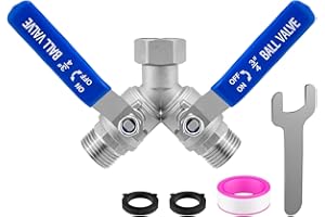 Garden Hose Splitter 2 Way, 304 Stainless Steel Heavy Duty Water Hose Splitter with Long Handle, 3/4" GHT Thread Y Valve Wate