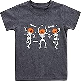Halloween Shirts for Kids Toddler Pumpkin Face Ghost Skeleton Cotton Tshirt Clothes 2-7 Years