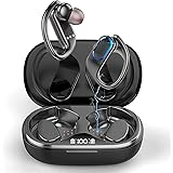 Wireless Earbuds Sports in-Ear Bluetooth 5.0 Headphones with Earhooks, IP7 Waterproof Wireless Over Ear Earphone Stereo CVC8.