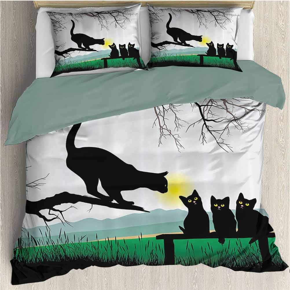 Cat Bed Sheets Set Full, Microfiber Sheet Set 3 Piece Bed