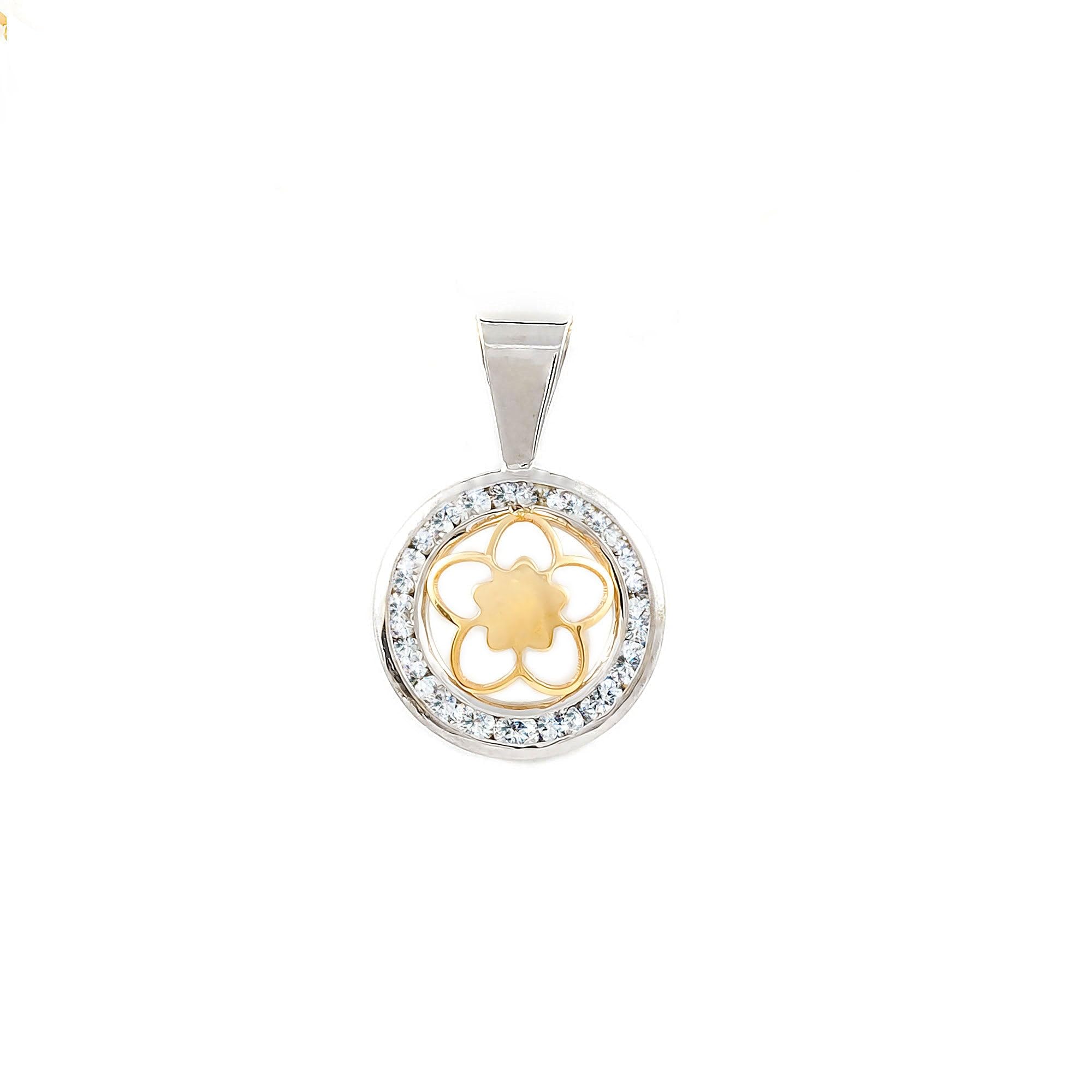 Monde Petit 9ct 2 Colour Gold round daisy flower Children's Pendant