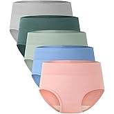 BAMBOO COOL Women's Underwear High Waisted Briefs Full Coverage Soft and Breathable Panties, 5-Pack