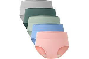 BAMBOO COOL Women's Underwear High Waisted Briefs Full Coverage Soft and Breathable Panties, 5-Pack