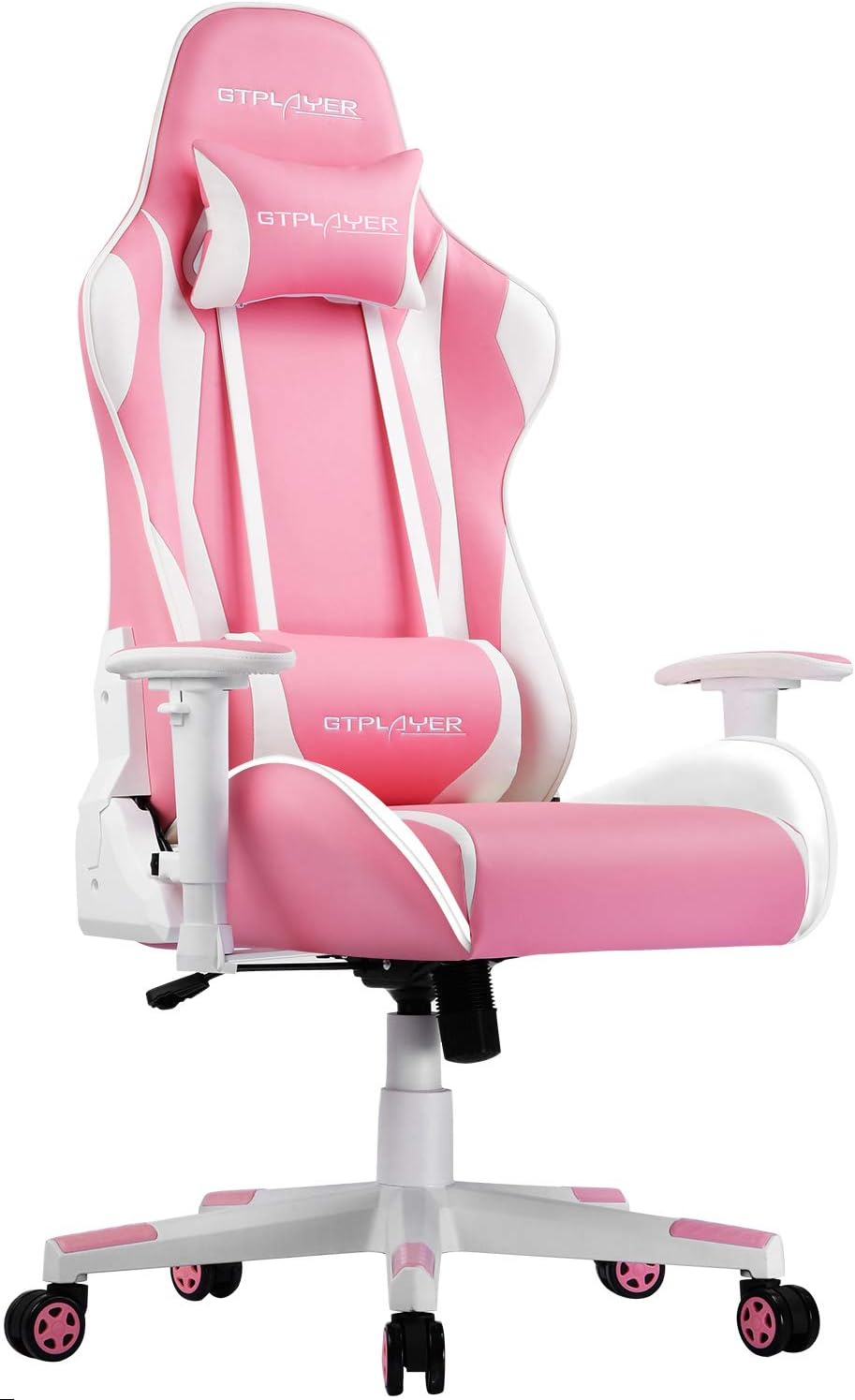 GTPLAYER Gaming Racing Office High Back PC Computer Video Chair Ergonomic Design with Adjustable Height and Lumbar Support (Pink)