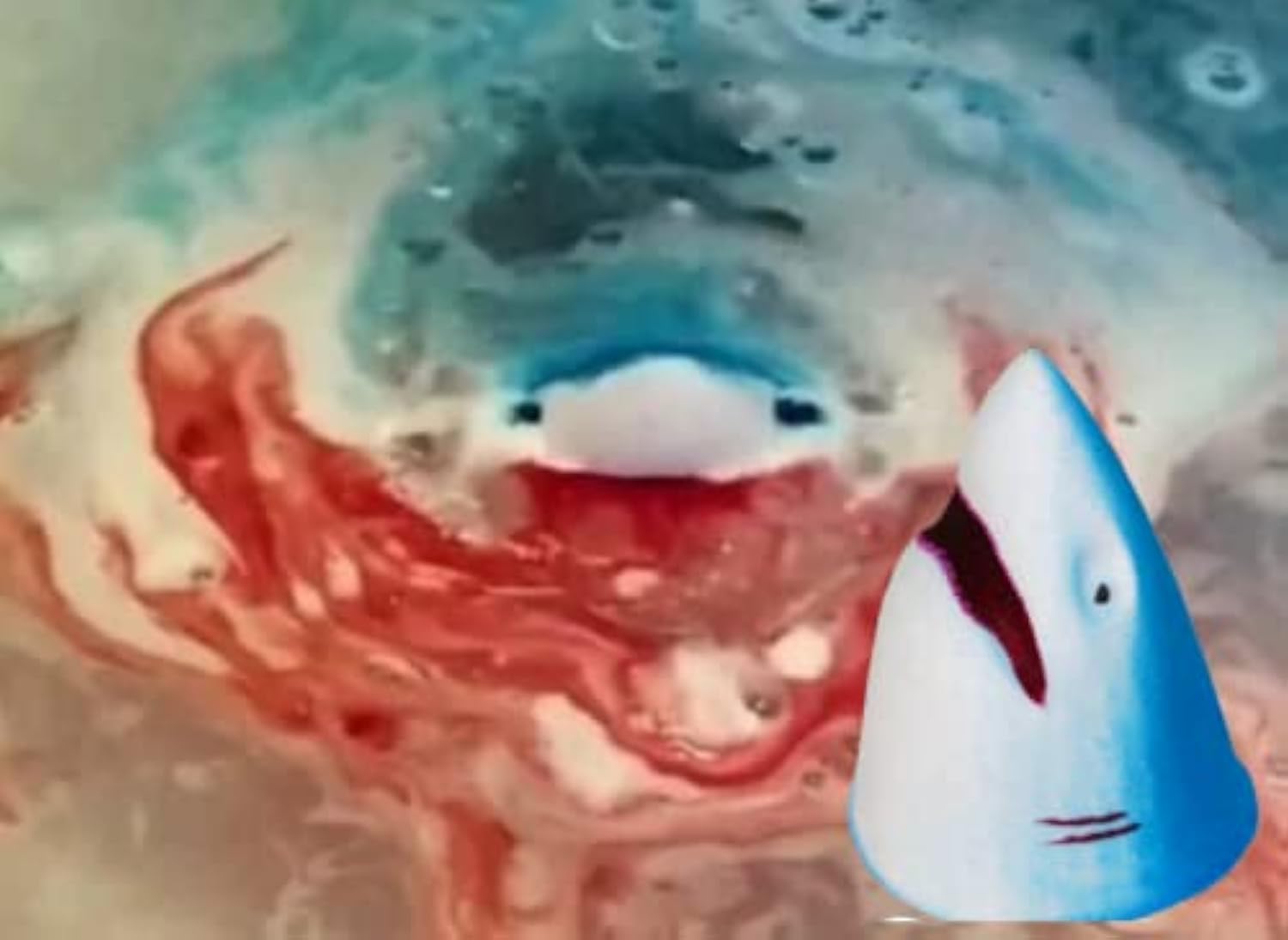 Shark Attack Bath Bomb Vegan Approved Jaws Fizzer Bleeding Shark Bite Fun Unique Gift Blue Red Blood Boys Kids Girls Children Made in The UK