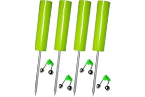 TENDIREN Fishing Rod Holder, 4 Pack Fishing Pole Holders Ground, Rod Holders for Bank Fishing, Beach Support Stand Reinforced PVC, 4 Free Alarm Bells