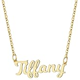 Ursteel Custom Name Necklace Personalized, Valentines Gifts for Her, 14K Gold Plated Personalized Name Necklace Dainty Name Plate Necklace Jewelry Personalized Gifts for Women