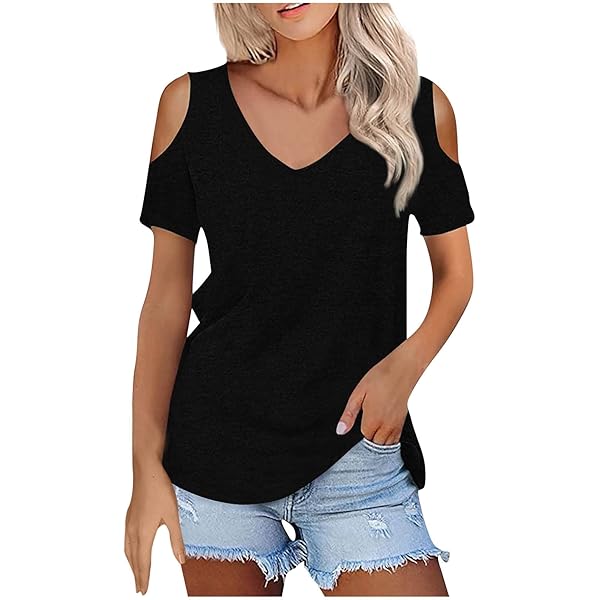 Amazon.com: Womens Summer Tops 2025 Solid Color Short Sleeve