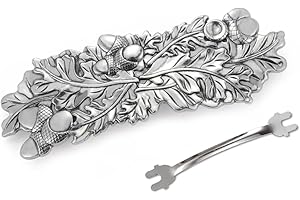 Amaxer Viking Gold Silver French Barrettes for Women Girls Celtic Hair Clips for Thick Thin Hair Vintage French Hair Clips Hair Styling Accessories (Silver-Oak leaf)