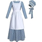 NSPSTT Prairie Dress Women Pioneer Dress Colonial Costume Women Amish Old Fashioned Floral Dresses
