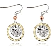 QLYOVWE Circle Disc Dangle Earrings for Women Handmad Boho Dainty Disc Coin Hoop Drop Earrings Vintage Tribal Chandelier Earrings Lucky Costume Antiqued Jewelry Gifts
