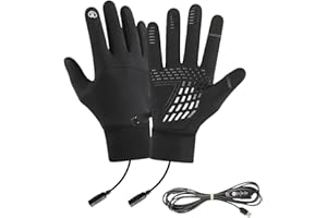 USB Heated Gloves for Men & Women - Rechargeable Battery Heated Gloves with 3 Temperature Settings, Touchscreen Winter Gloves