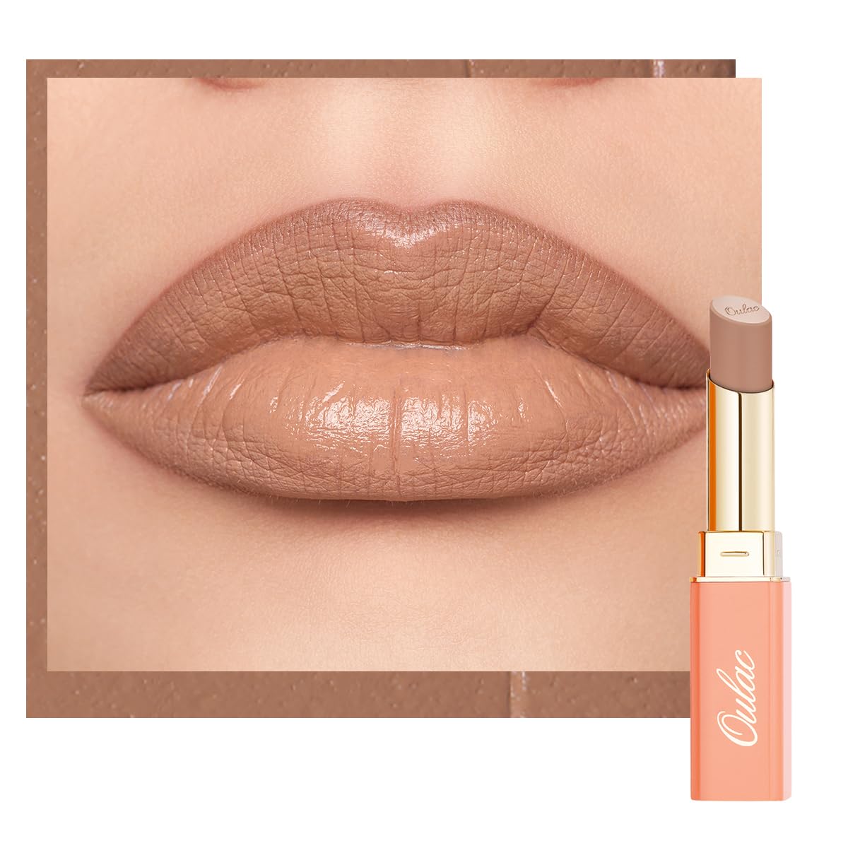 Oulac Satin Matte Brown Lipstick - Nude Long Lasting Lip Stick, Full Coverage with Smooth Creamy Texture Lip Colour, Moisturizing & Weightless Formula Lip Makeup, Vegan, 4.3g, SG09 Buttercream
