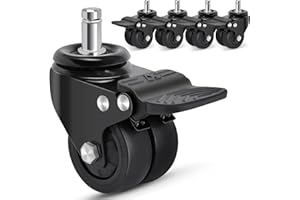 Nefish Office Chair Caster Wheels with brake, 10mm, 2 Inch Heavy Duty Rubber Office Chair Wheel Replacement, Support 750lbs(Set of 5), Quiet Desk Chair Rollers, Safe for All Floors,Fit 1KEA Chair Only