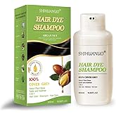 SHIHUANUO Hair Dye Shampoo 3 in 1 for Gray Hair Coverage,Argan nut Natural dye Shampoo,Hair color shampoo for Women & Men/Ammonia-Free 500ml(Black)