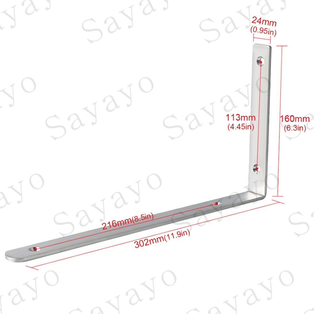 Sayayo 4MM Shelf Bracket Corner Brace Joint Angle Bracket Shelf Support Wall Hanging 300mm*156mm - Image 4
