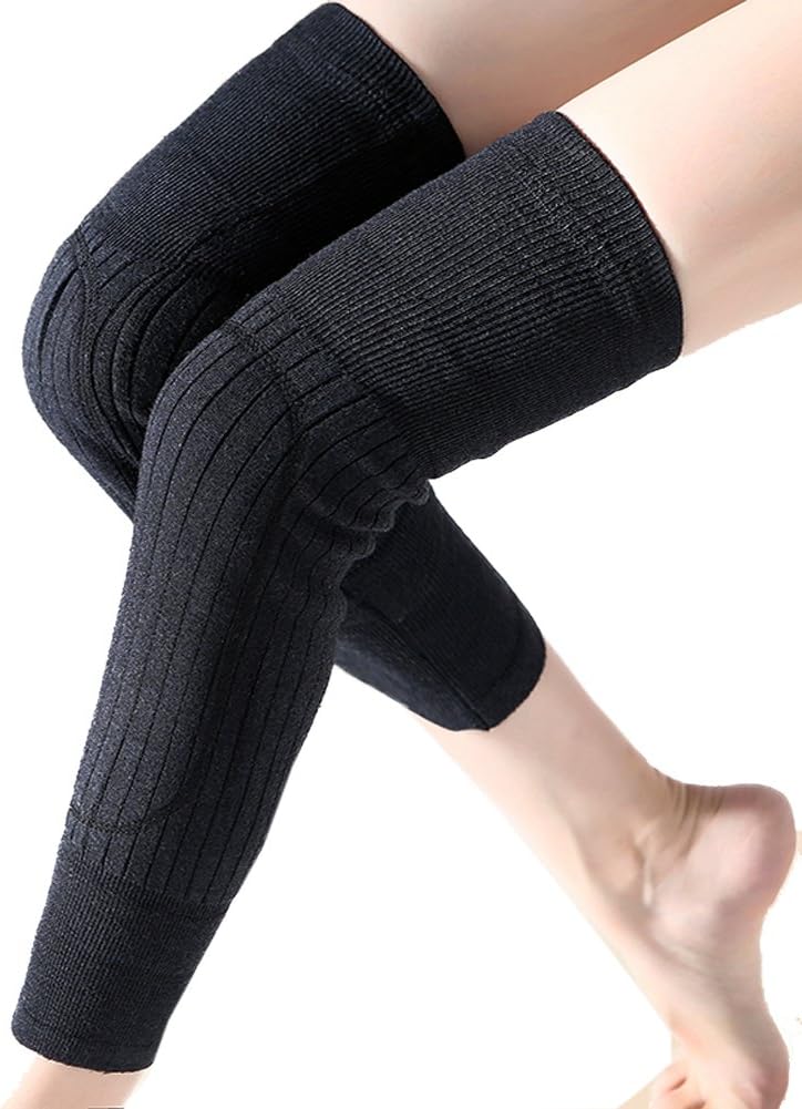 Medical Grade Thermal Over Knee Sleeve 1 Pair Unisex Elastic Lengthen Wool Pad Cashmere Knit Knee Brace Support Protector Knee Warmer Pads Legging Stockings