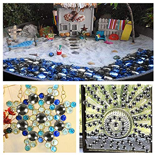 Joyclub Black Flat Marbles, Pebbles, Glass Gems for Vase Fillers, Party Table Scatter, Wedding, Decoration, Aquarium Decor, Crystal Rocks, 1 lbs (Approx 100 pcs)