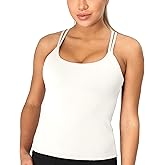 icyzone Padded Workout Tank Tops for Women - Strappy Yoga Crop Tops with Built in Bra 2 in 1