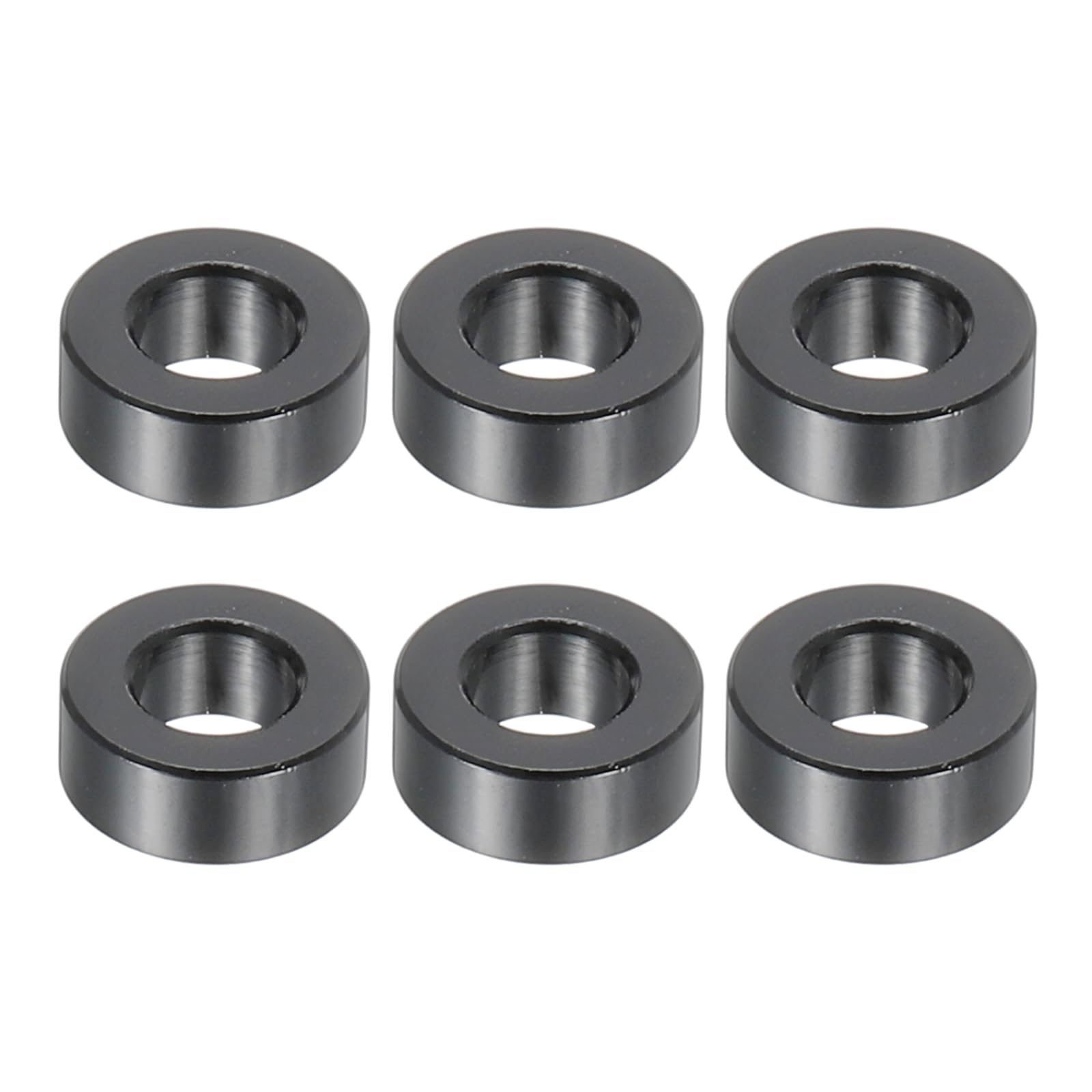 PATIKIL M5 Aluminum Spacers, 6 Pcs Metal Spacers Aluminum 5.2mm ID x 10mm OD x 4mm L Aluminum Spacer Screw Standoff Round for 1/5" or M5 Screw Bolts,Black
