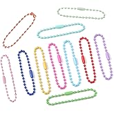 100 Pcs Ball Bead Chain Keychain Dog Tag Necklace Chains 4.7 inch 2.4mm for Jewelry Making Steel Ball Bead Chain with Connector for Key Craft DIY Jewelry Making (Mixed Color 100pcs)