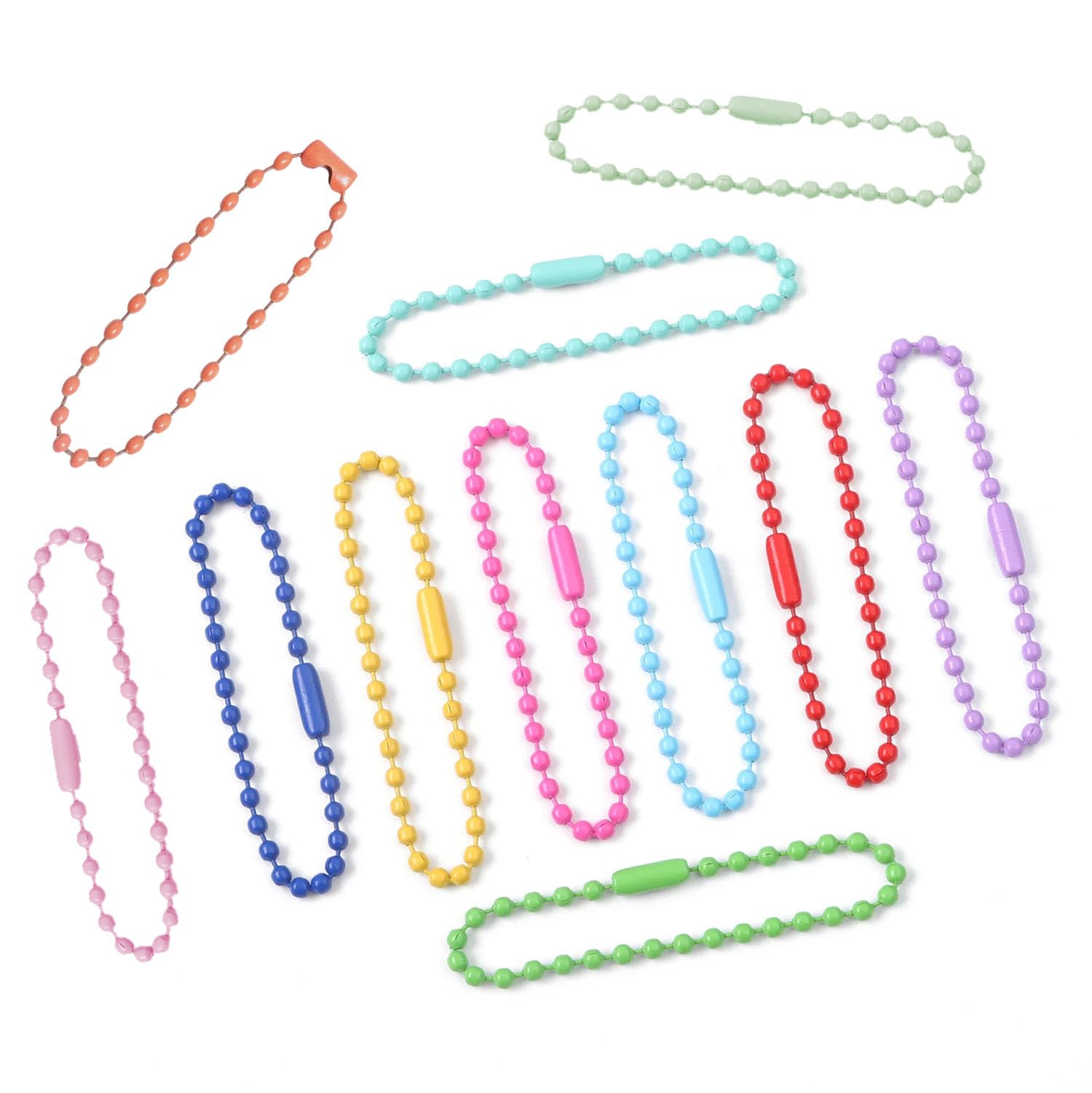 Photo 1 of 100 Pcs Ball Bead Chain Keychain Dog Tag Necklace Chains 4.7 inch 2.4mm for Jewelry Making Steel Ball Bead Chain with Connector for Key Craft DIY Jewelry Making (Mixed Color 100pcs)