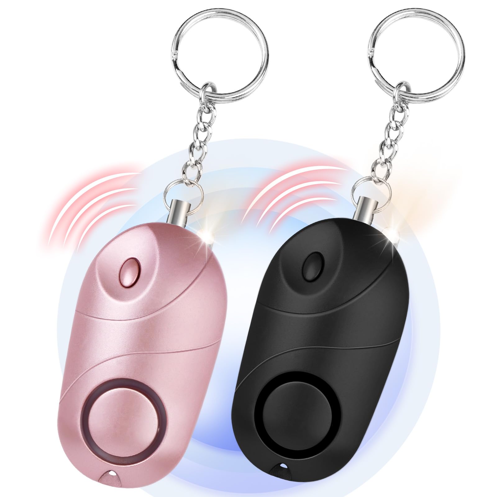 Flintronic Personal Personal Alarms for Women, 2 Packs 140DB Personal Security Alarm, Personal Alarms with LED Light, Self-Defense Emergency Alarm for Women, Girls, Children and Elderly