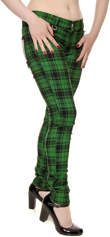 green tartan jeans