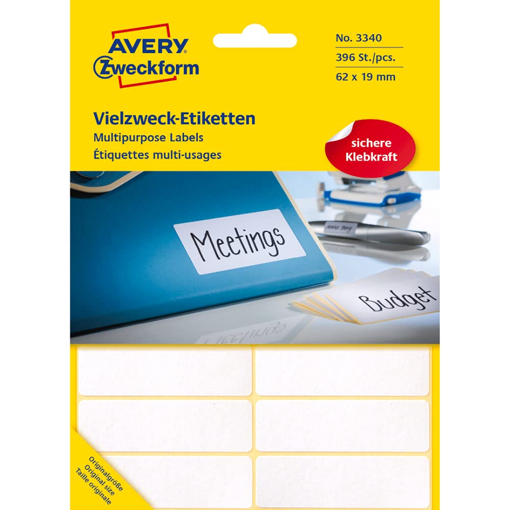 Avery Zweckform 3340 Multipurpose Labels 62 x 19 mm Pack of 392