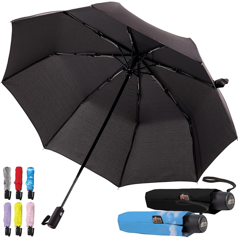 GORILLA GRIP Windproof Compact Stick Umbrella for