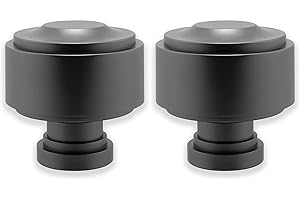 BLASTHOME® Luxury Layers Knob Finials – Fits Only Signature Collection Curtain Rods (Rod Not Included) - Premium Quality, Heavy Metal – Set of Two – Matte Graphite