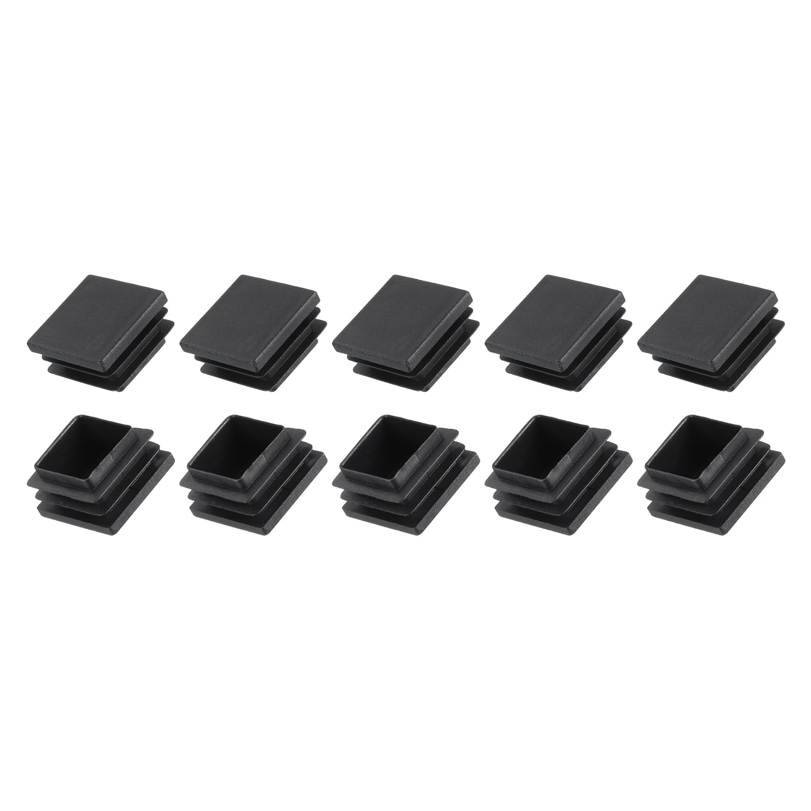 METALLIXITY Square Tube End Cap(32 x 32mm) 10Pcs, Plastic Plugs Insert End Caps Pipe Cap Cover Threaded End Blanking Caps Protector - for Square Tube Fence Furniture Table Chair Legs, Black