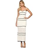 L*Space Isle of Palms Dress for Women, Colorblock Crochet Knit Ankle Length Maxi, Adjustable Spaghetti Straps