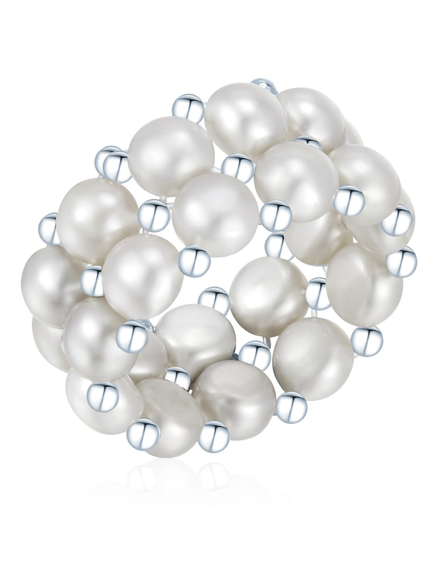 Valero Pearls Sterling Silver 925 rhodium-plated Ladies Ring with Freshwater cultured Pearls Silver 60840023