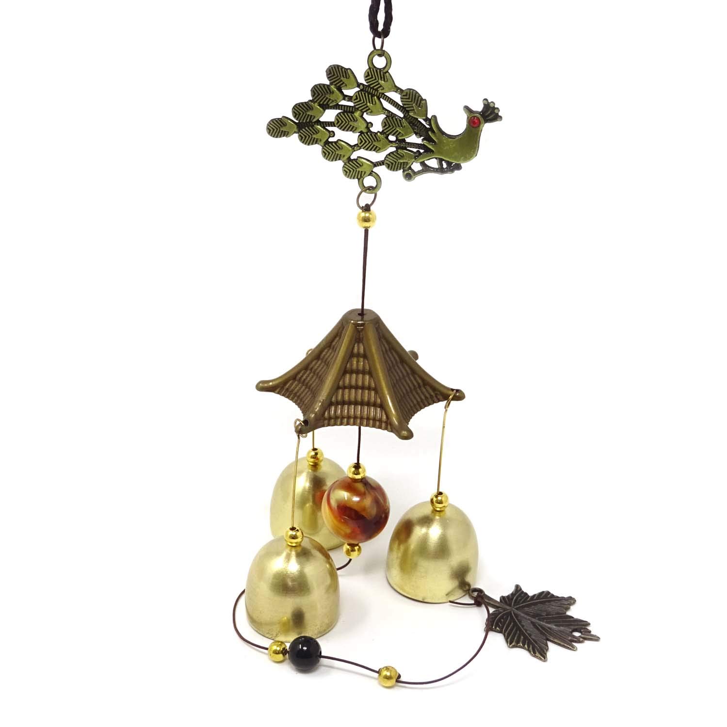 HONBAY Vintage Feng Shui Wind Bell Lucky Wind Chime for Home or Garden Decoration (Peacock)