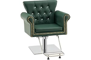 BarberPub Classic Styling Salon Chair for Hair Stylist Antique Hydraulic Barber Chair Beauty Spa Equipment 8899 (Green)