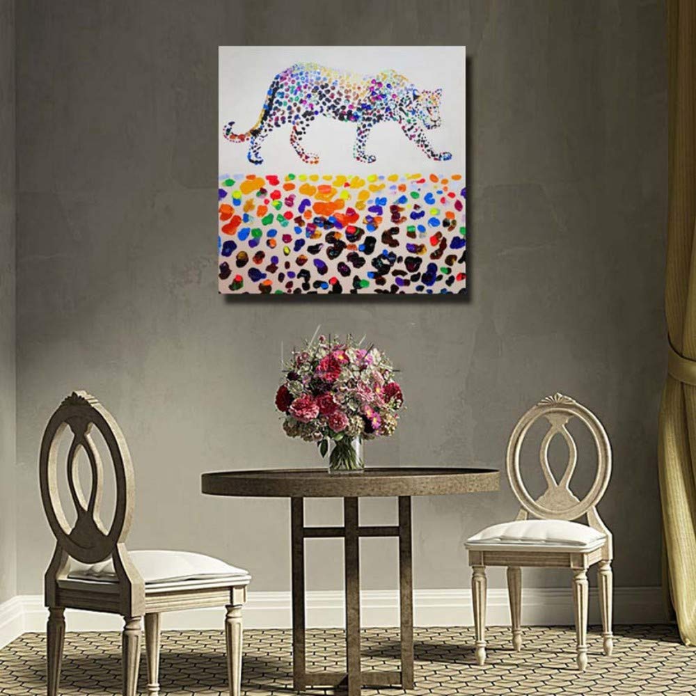 Oil multicolour Painting,Colorful one Leopard Animal Abstract Painting