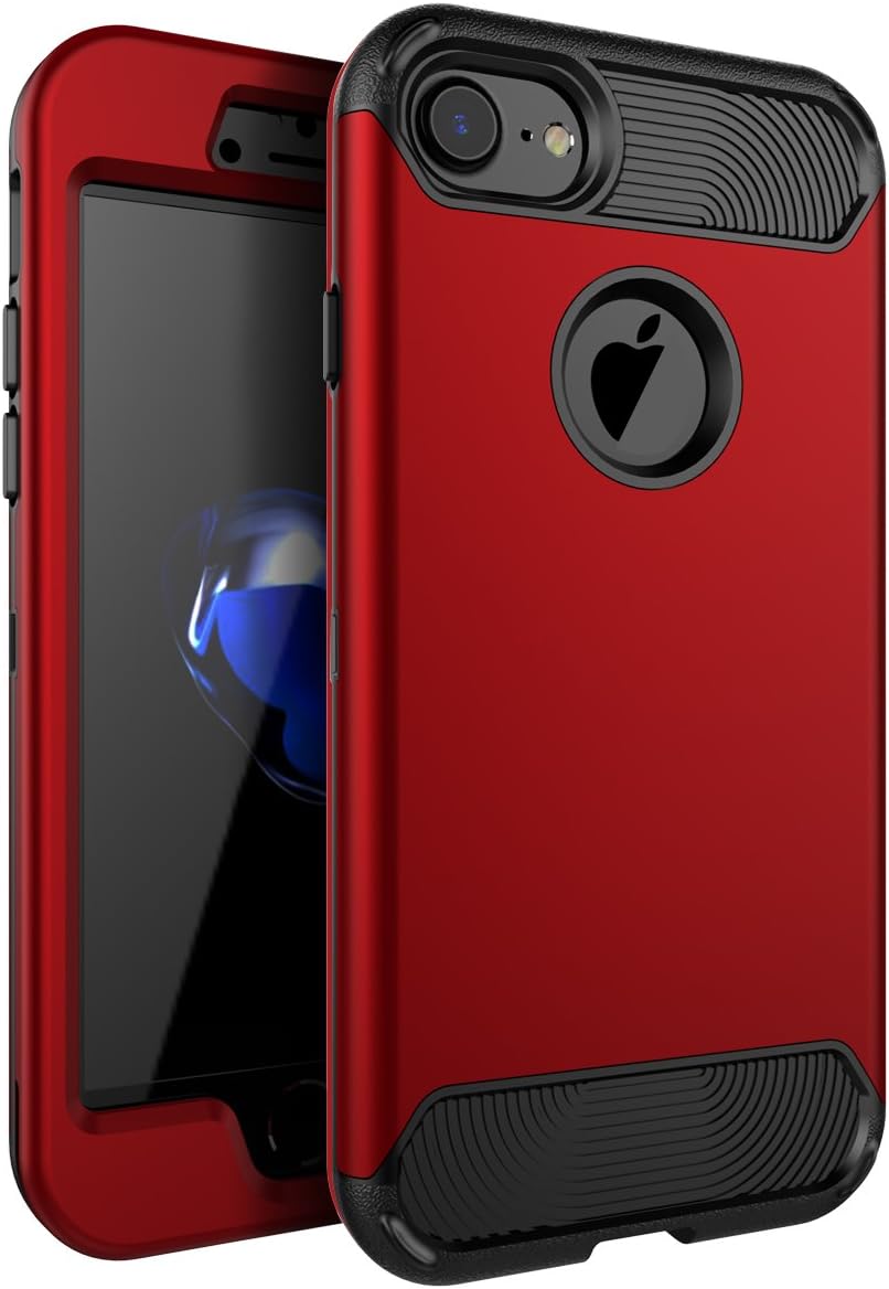 NabeCase Shockproof Case for iPhone 7 Sturdy and Durable and Slim Fit Case for iPhone 7, Red Black