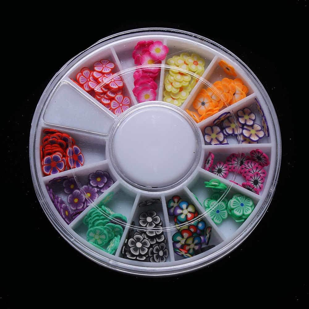 DIY Nail Art Decorations Fruit Slices 3D Polymer Clay Tiny Fimo Wheel Nail Art Rhinestones Manicure,Flower