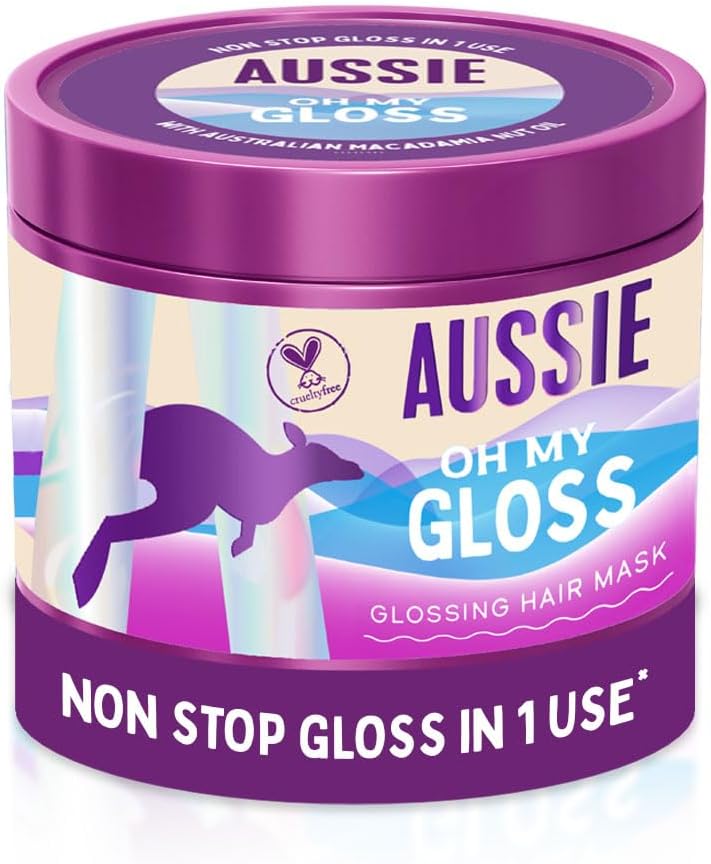 Aussie Oh My Gloss Glossing Hair Mask 500ml - Macadamia Oil, Vegan Cruelty-Free