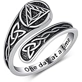 qielizhu AA Sobriety Gifts 925 Sterling Silver Alcoholics Anonymous AA Ring Celtic Spoon Thumb Rings Stay Sober Recovery AA Jewelry Sobriety for Women