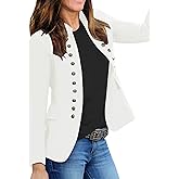 luvamia Women's Open Front Long Sleeves Work Blazer Casual Buttons Jacket Suit